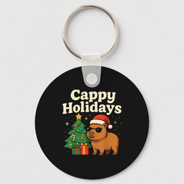 Capybara Christmas Shirt, Funny Capy Holidays  Keychain (Front)