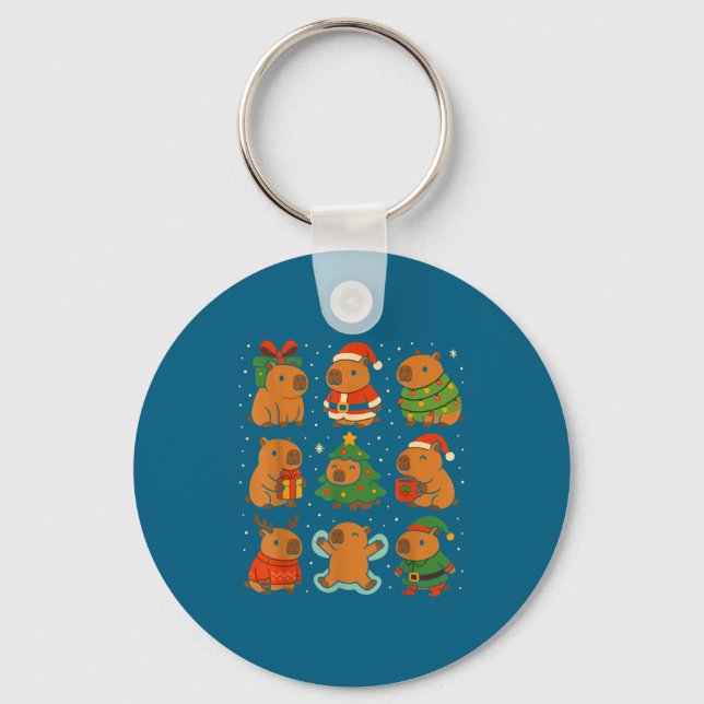 Capybara Christmas Shirt, Funny Capy Holidays  Keychain (Front)