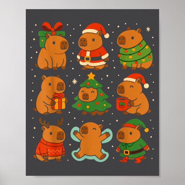Capybara Christmas Shirt, Funny Capy Holidays  Poster (Front)