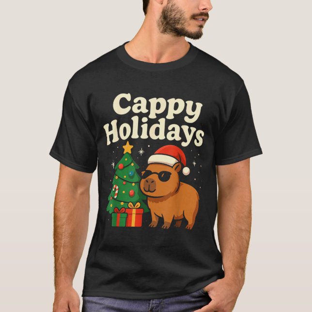 Capybara Christmas Shirt, Funny Capy Holidays  T-Shirt (Front)