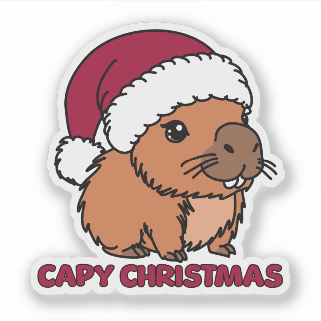 Capybara Christmas Sticker (Front)
