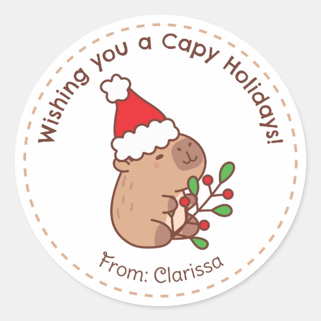 Capybara Christmas Stickers Funny Cute (Front)