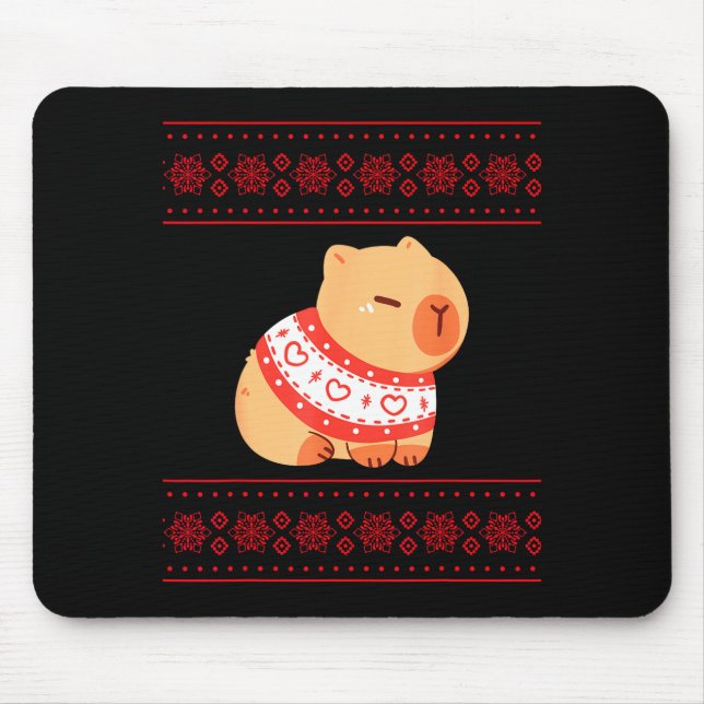 Capybara Christmas Sweater  Mouse Pad (Front)
