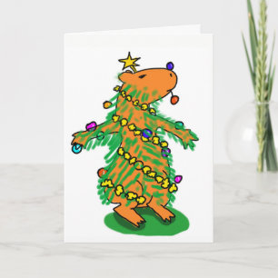 Capybara Christmas tree card