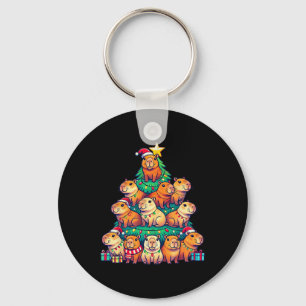 Capybara Christmas Tree Funny Capybara Xmas Keychain