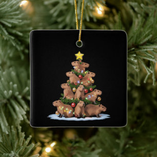 Capybara Christmas Tree Gift Funny Xmas Capy Ceramic Ornament