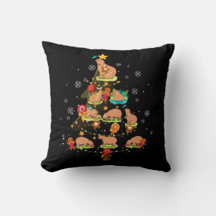 Capybara Christmas Tree Merry Christmas animal zoo Throw Pillow