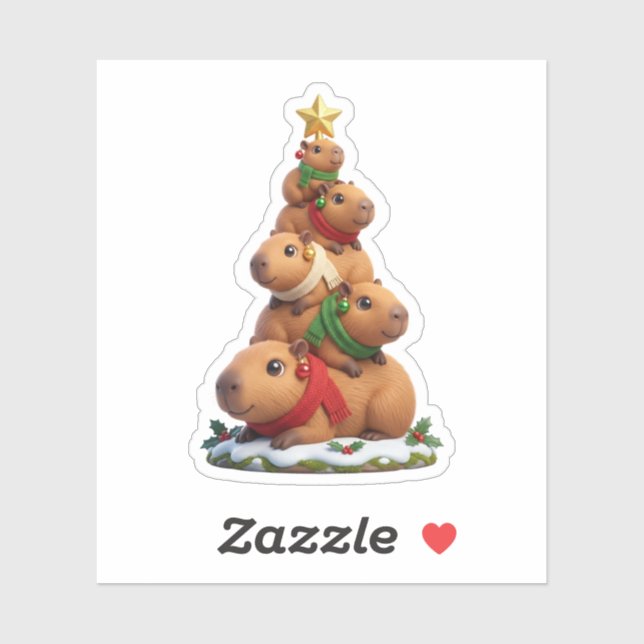 Capybara Christmas Tree Stack Sticker (Sheet)