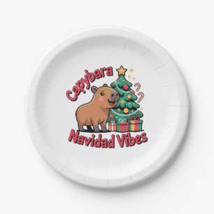 Capybara Christmas Vibes Holiday Humor Paper Plates