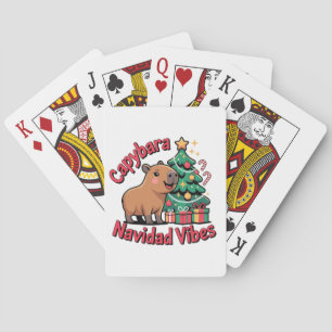Capybara Christmas Vibes Holiday Humor Poker Cards
