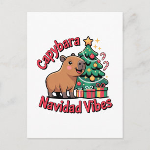 Capybara Christmas Vibes Holiday Humor Postcard