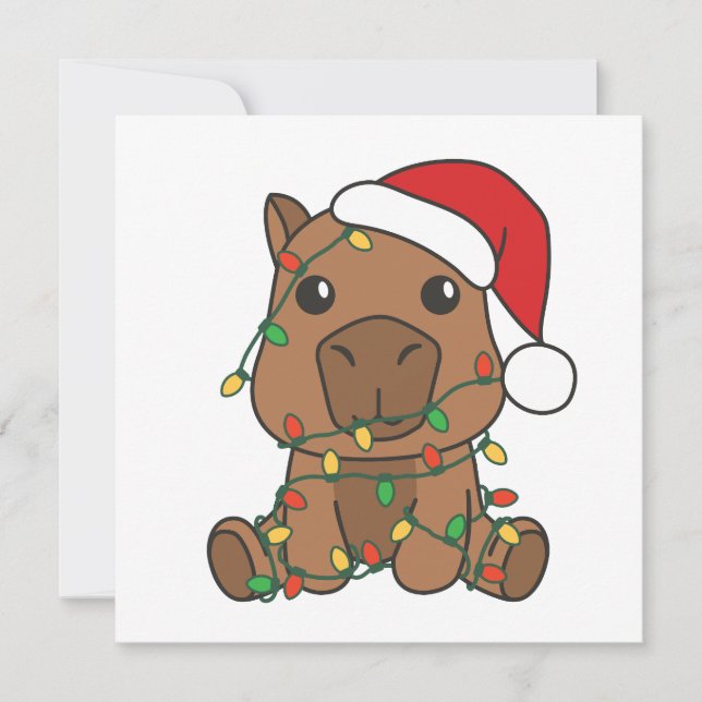 Capybara Christmas Winter Animals Holiday Card (Front)