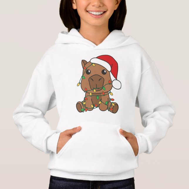 Capybara Christmas Winter Animals Holiday Hoodie (Front)
