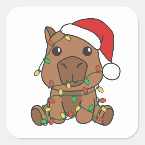 Capybara Christmas Winter Animals Holiday Square Sticker