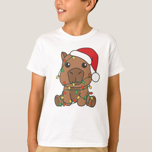 Capybara Christmas Winter Animals Holiday T-Shirt (Front)
