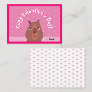 Capybara Classroom Valentine's Day Card Pink