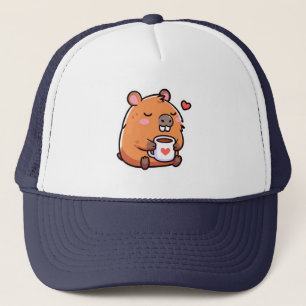 Capybara coffee love trucker hat