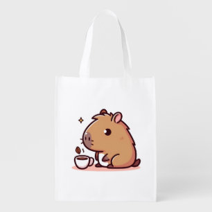 Capybara coffee lover grocery bag