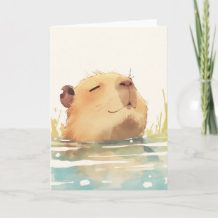 Capybara Cooling Down Card