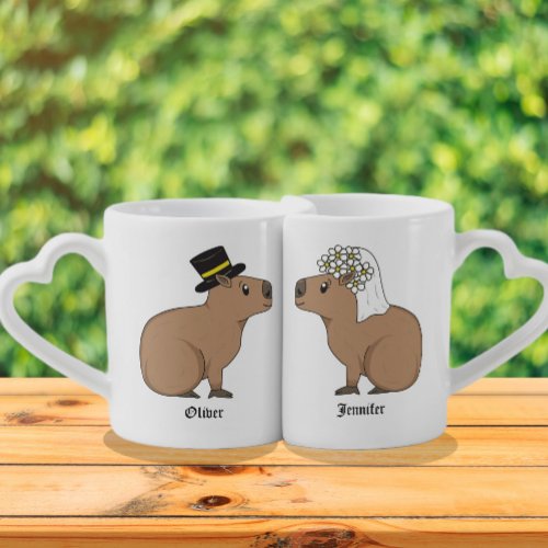 Capybara couple coffee mug set