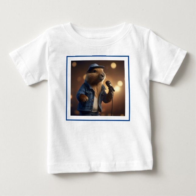 "Capybara Cowboy: Serenading the Wild West" Baby T-Shirt (Front)