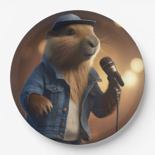"Capybara Cowboy: Serenading the Wild West" Paper Plates