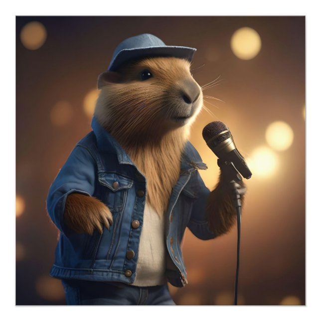 "Capybara Cowboy: Serenading the Wild West" Photo Print (Front)