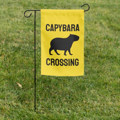 Capybara Crossing Capy Silhouette Yellow Garden Flag