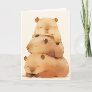 Capybara Cuddling Card