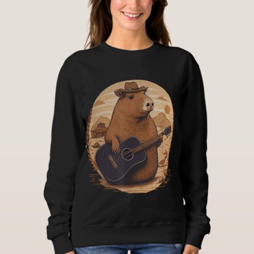 Capybara Cute and funny Capybara Country Music Rod Sweatshirt