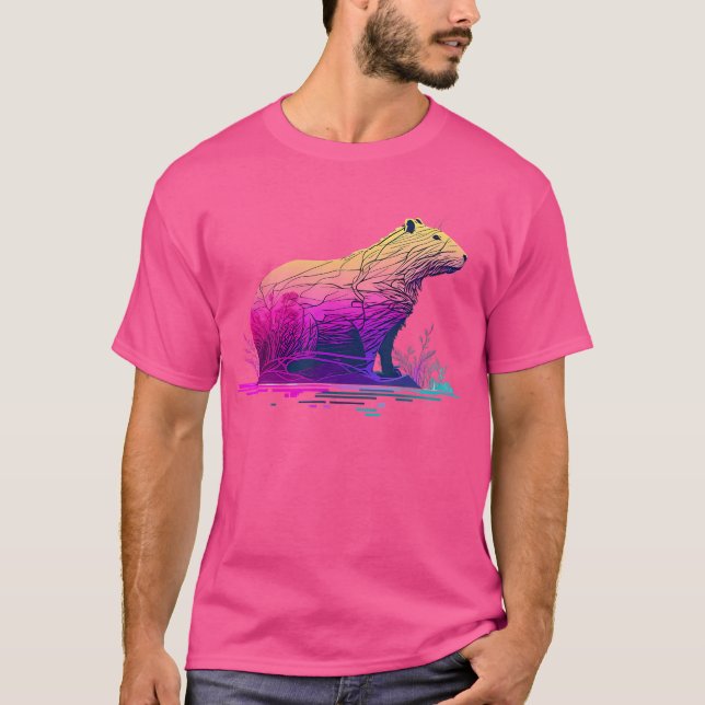 Capybara Cute And Funny Capybara Vaporwave T-Shirt (Front)