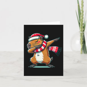 Capybara Dabbing Christmas Funny Santa Xmas Card