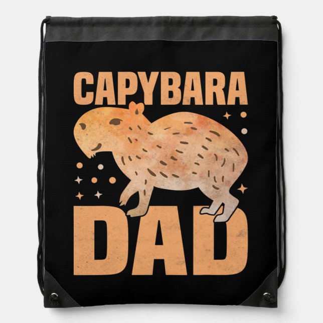 Capybara Dad Funny Cavies Rodent Capybara Lover Drawstring Bag (Front)