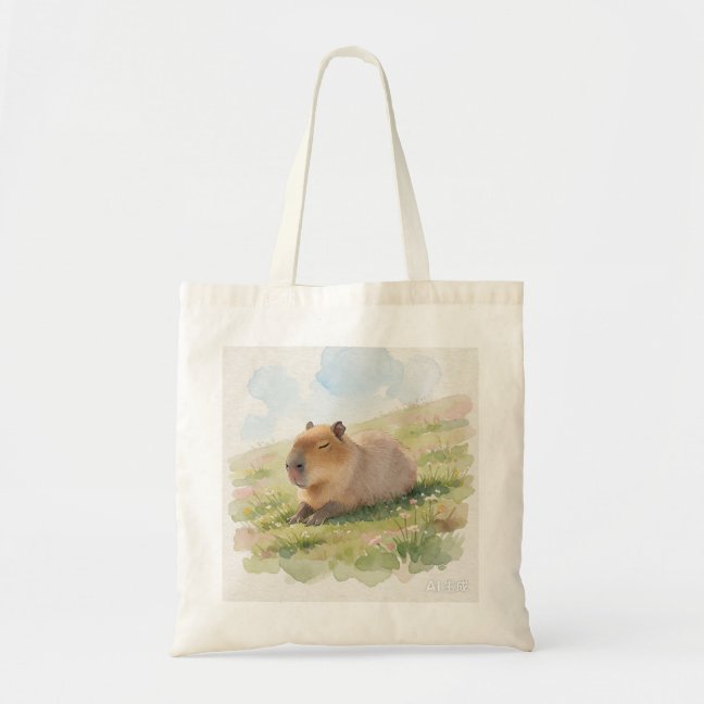 Capybara Dozing On The Gentle Meadow Slope Tote Ba Bag