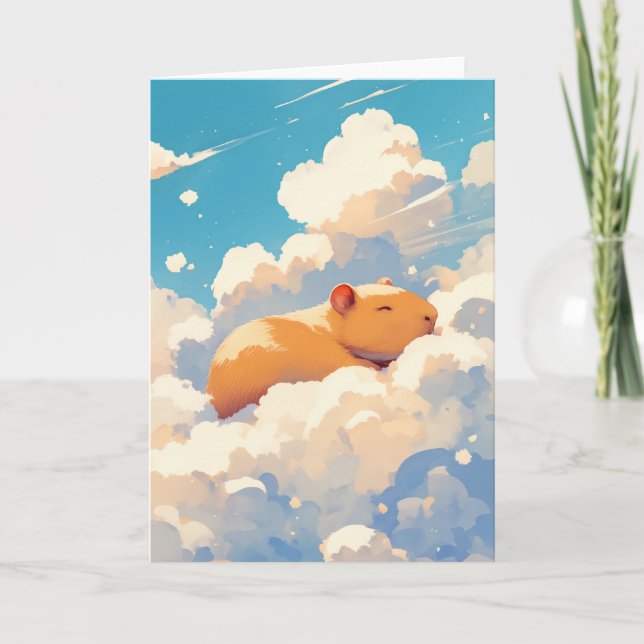 Capybara Dreaming in the Clouds Card (Front)