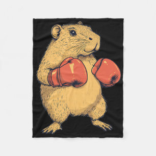 Capybara Dressed As A Boxer Funny Boxing Fleece Blanket