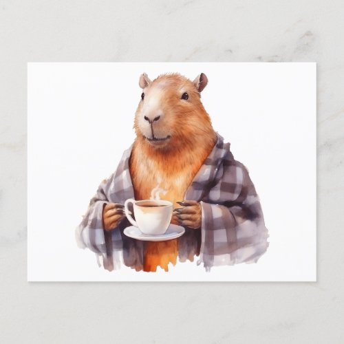 Capybara drinking tea postcard