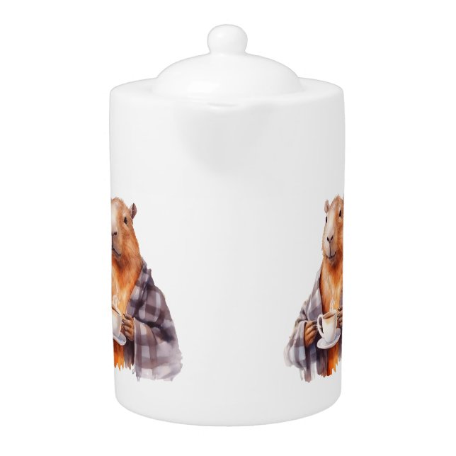 Capybara drinking tea teapot (Front)