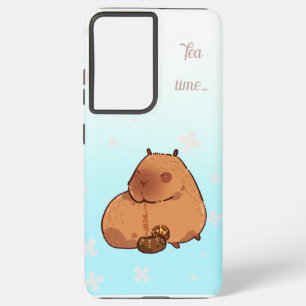 Capybara drinks lemon tea. Cute capybara Samsung Galaxy S21 Ultra Case