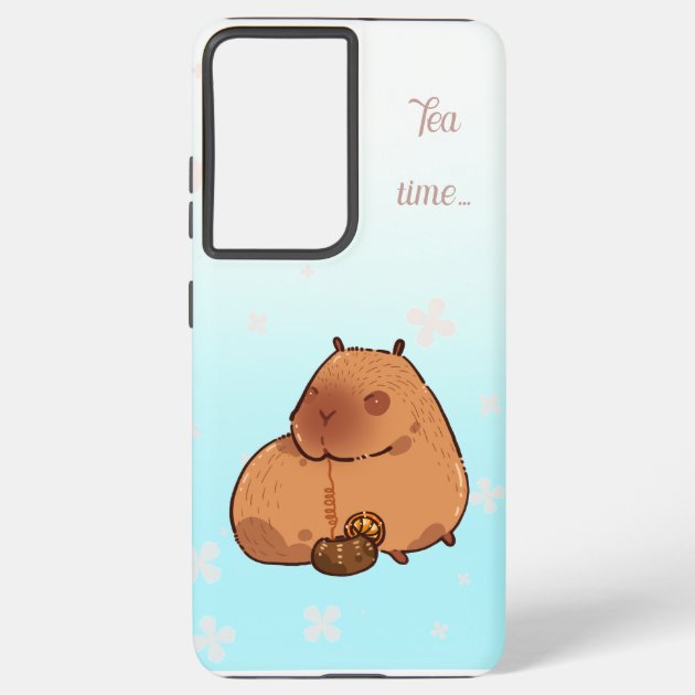 Capybara drinks lemon tea. Cute capybara Samsung Galaxy Case Zazzle