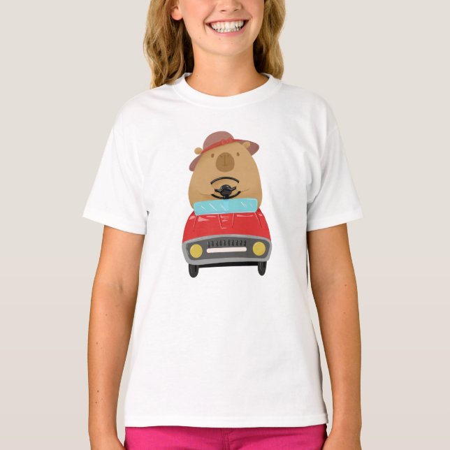 Capybara Driving T-Shirt (Front)