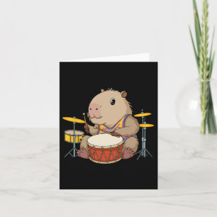 Capybara Drummer Playing Drums Rodents Funny Capyb Card