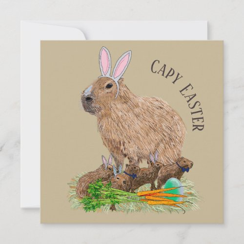 Capybara Easter Cute Bunny Funny Invitation