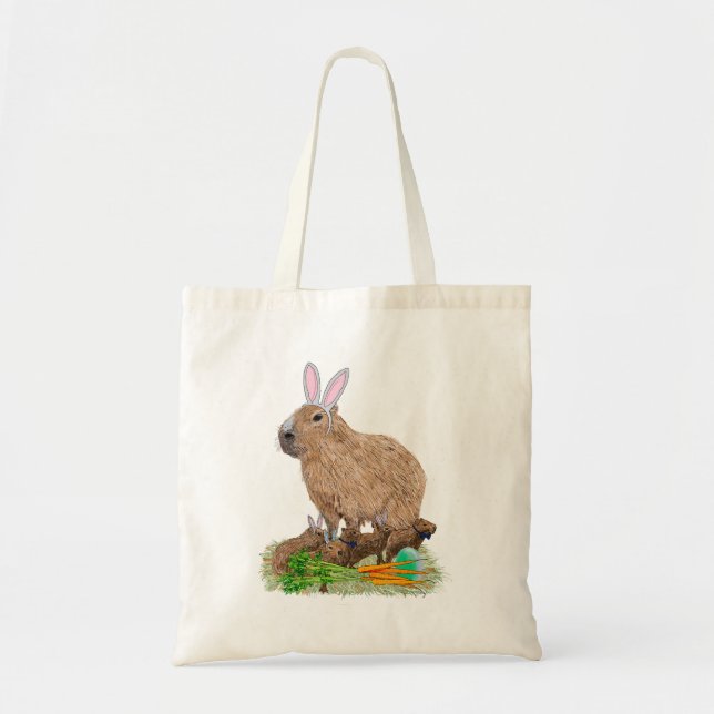 Capybara Easter Cute Bunny Funny Tote Bag (Front)