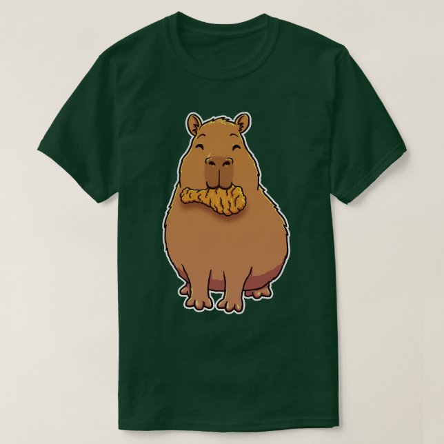 Capybara eating Fried Chicken T-Shirt (Design Front)