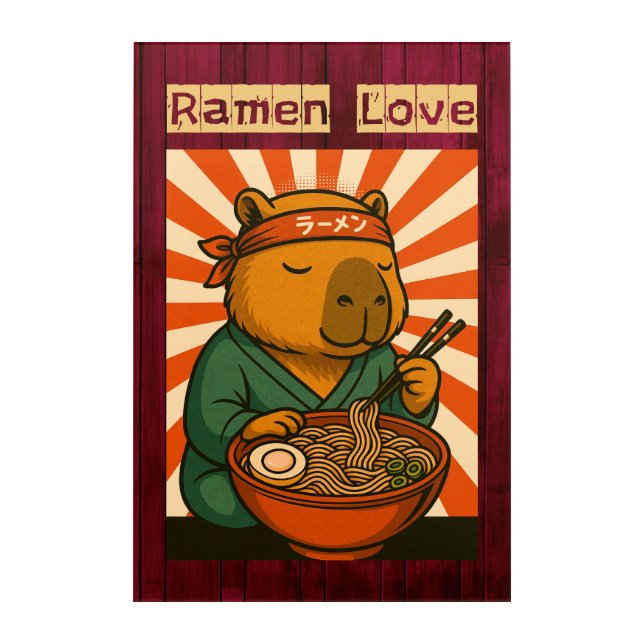 Capybara Eating Ramen in a Japanese Noodle Bar Acrylic Print (Front)