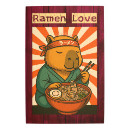 Capybara Eating Ramen in a Japanese Noodle Bar Metal Print