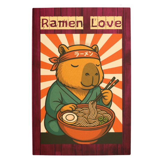 Capybara Eating Ramen in a Japanese Noodle Bar Metal Print (Front)