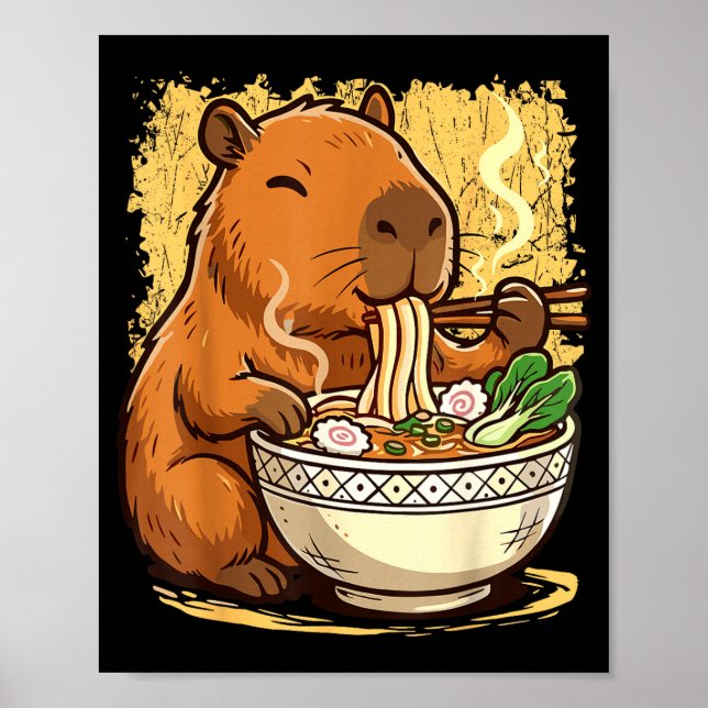 Capybara Eating Ramen Noodles  Poster (Front)