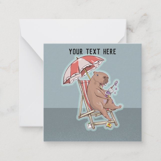 Capybara Eating Yogurt Note Card (Front)